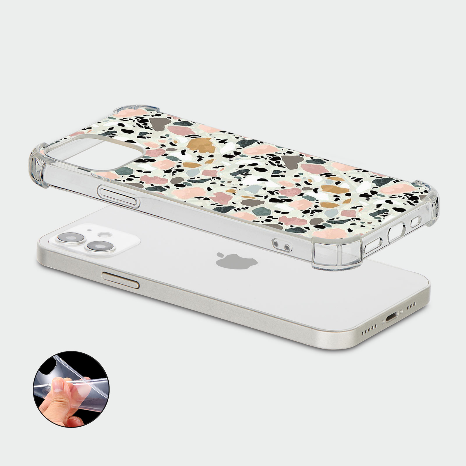CASE FOR IPHONE 15 14 13 12 SHOCKPROOF PHONE COVER TERRAZZO ABSTRACT COLOURFUL - Picture 16 of 34
