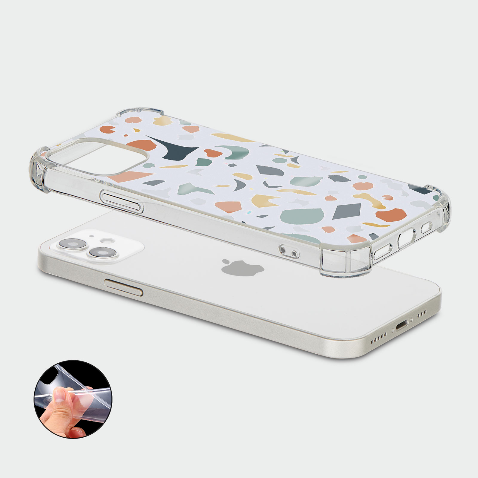 CASE FOR IPHONE 15 14 13 12 SHOCKPROOF PHONE COVER TERRAZZO ABSTRACT COLOURFUL - Picture 20 of 34