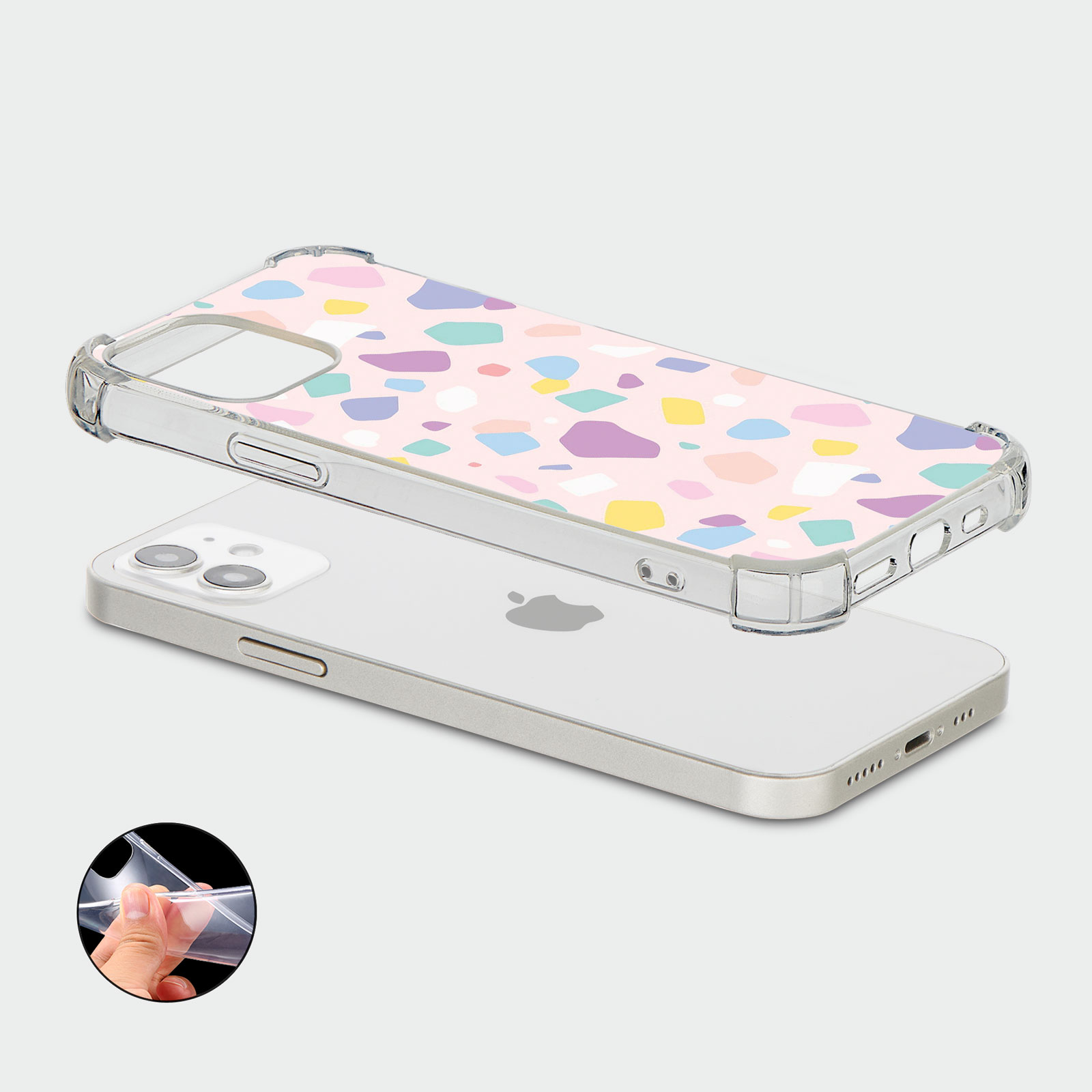 CASE FOR IPHONE 15 14 13 12 SHOCKPROOF PHONE COVER TERRAZZO ABSTRACT COLOURFUL - Picture 24 of 34