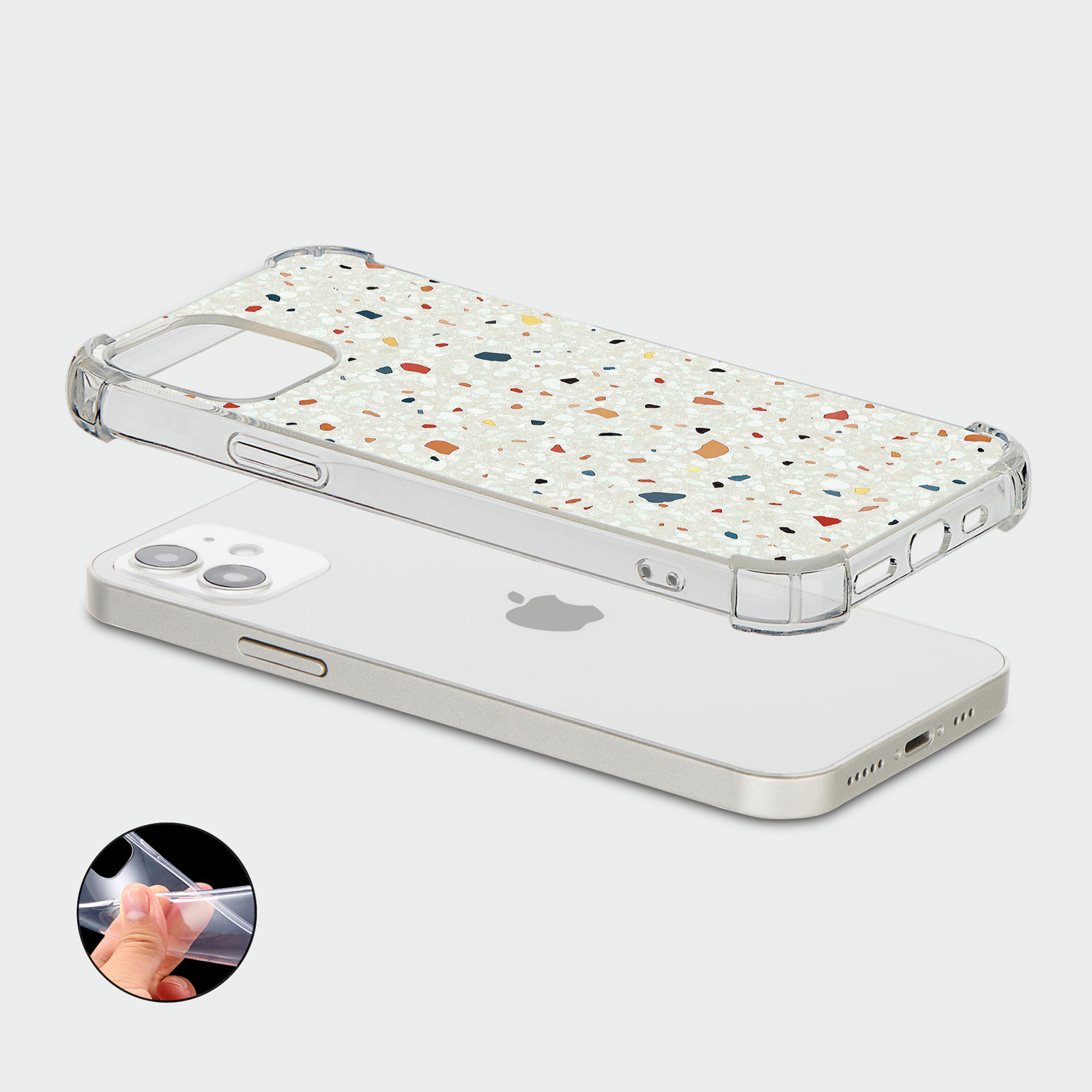 CASE FOR IPHONE 15 14 13 12 SHOCKPROOF PHONE COVER TERRAZZO ABSTRACT COLOURFUL - Picture 32 of 34
