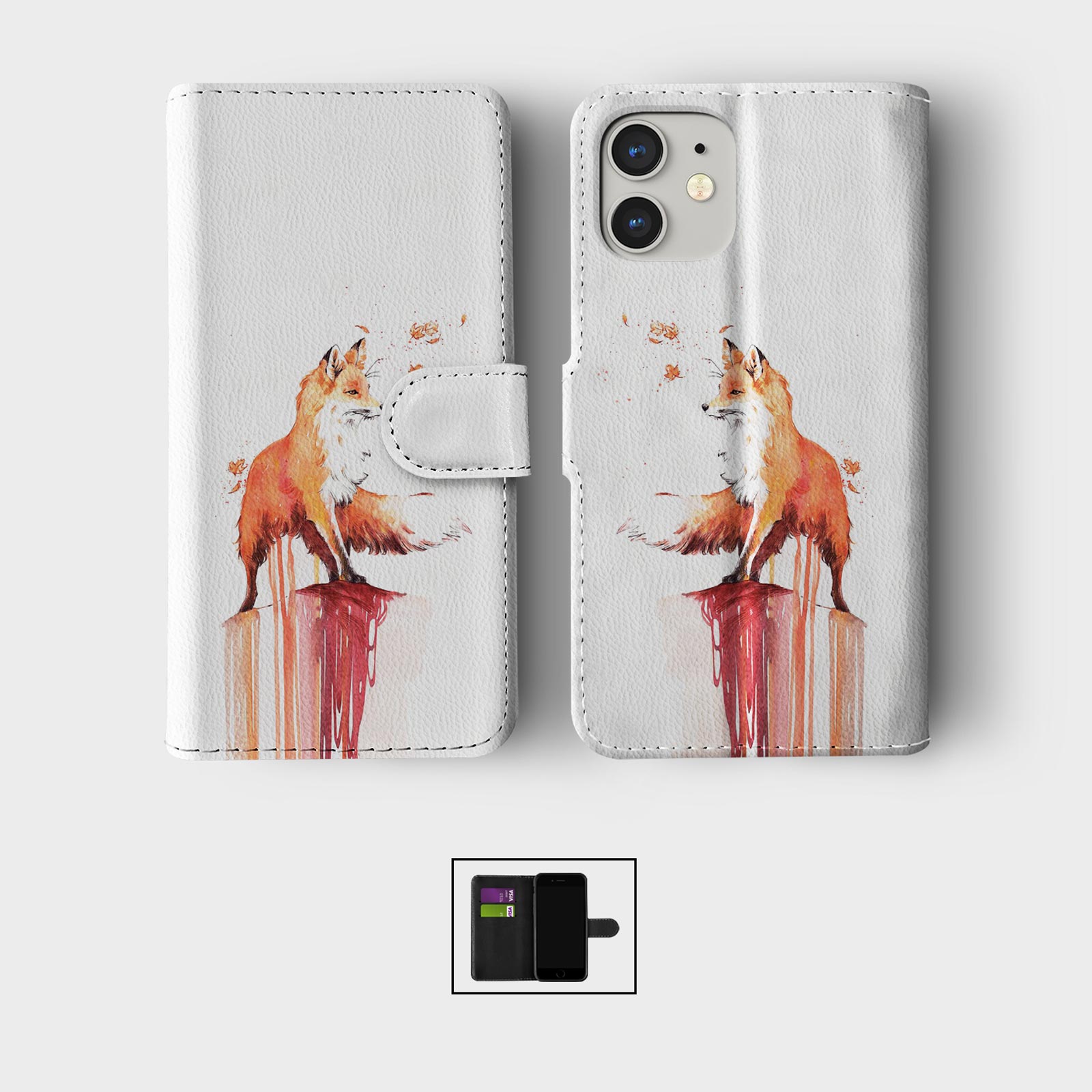 CASE FOR IPHONE 16 16E 15 14 12 12 SE PRO WALLET FLIP PHONE COVER WILD ANIMALS - Picture 7 of 8