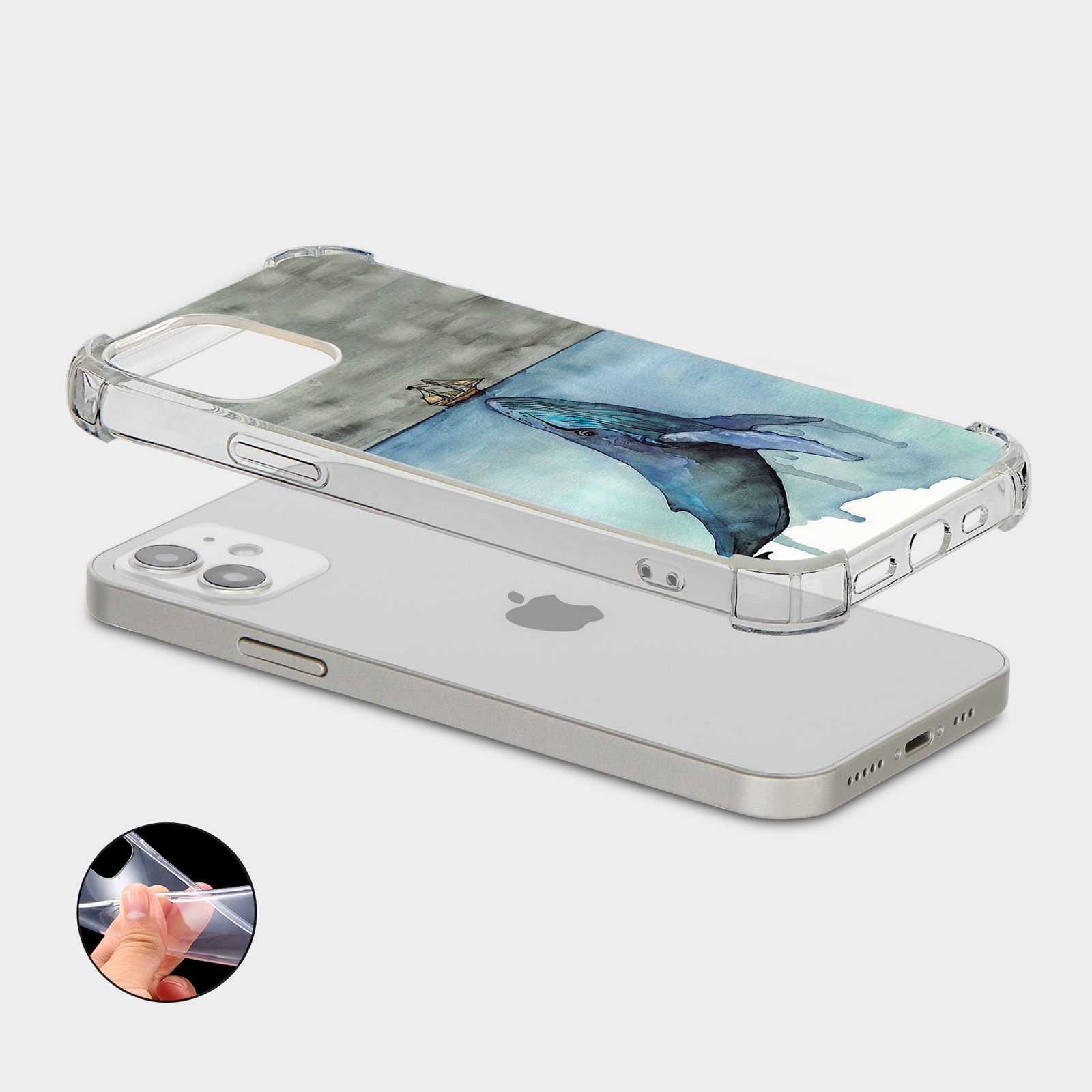 CASE FOR IPHONE 15 14 13 12 11 SE 8 PRO SHOCKPROOF PHONE COVER WHALE BIRD RABBIT - Picture 12 of 22