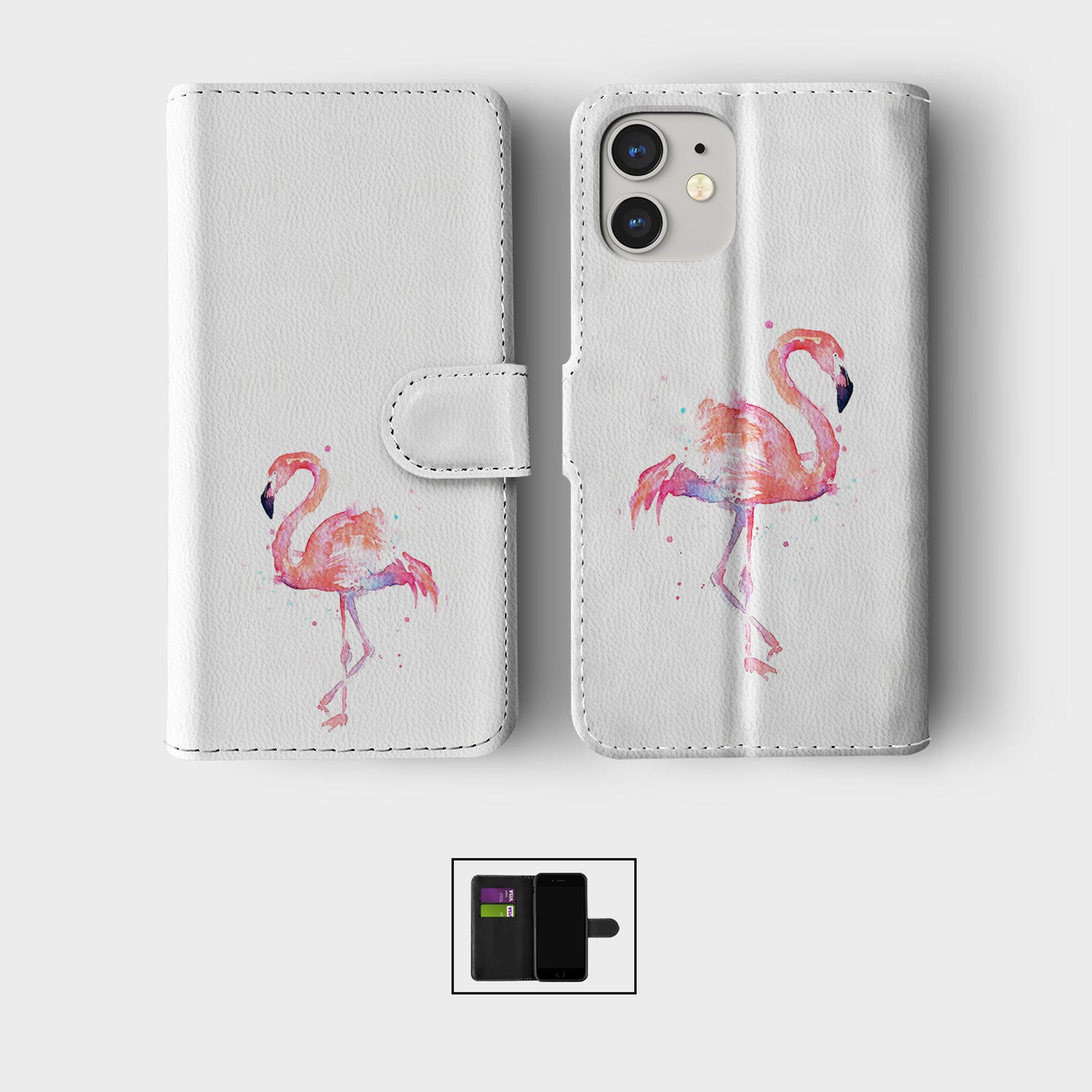 CASE FOR IPHONE 16 16E 15 14 12 12 PRO WALLET FLIP PHONE COVER CAT BIRD HEDGEHOG - Picture 6 of 8