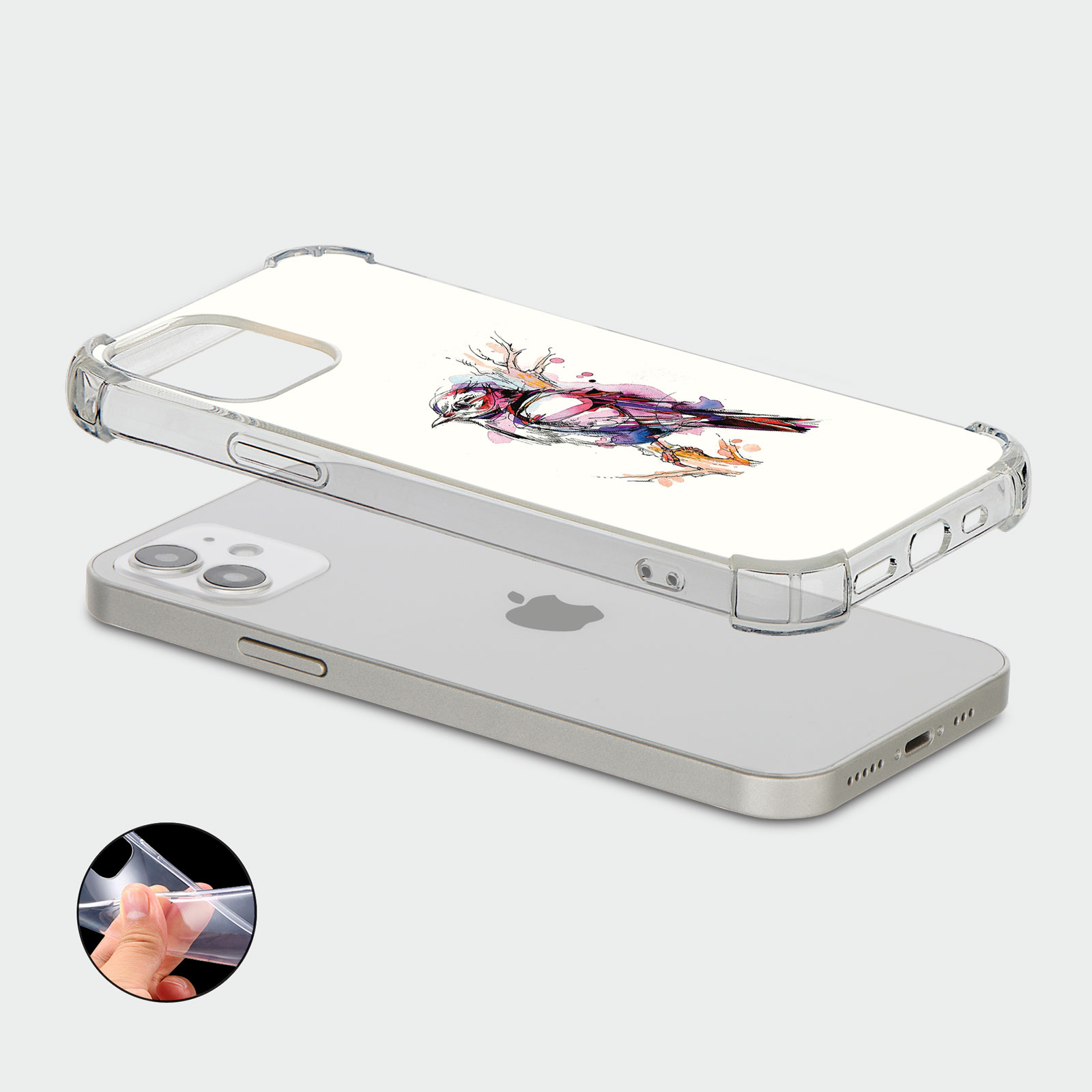 CASE FOR IPHONE 15 14 13 12 11 SE 8 PRO SHOCKPROOF PHONE COVER CAT BIRD HEDGEHOG - Picture 8 of 26