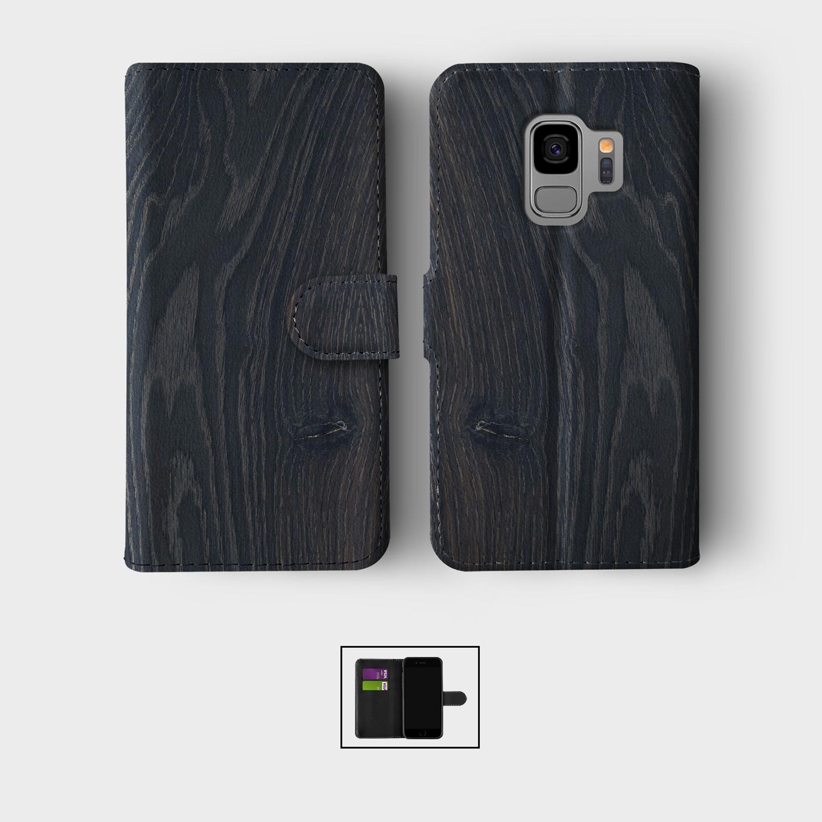 WALLET FLIP CASE FOR SAMSUNG S23 S22 S21 S20 S10 S9 WOOD GRAIN NATURAL LOOK - 第 4/10 張圖片